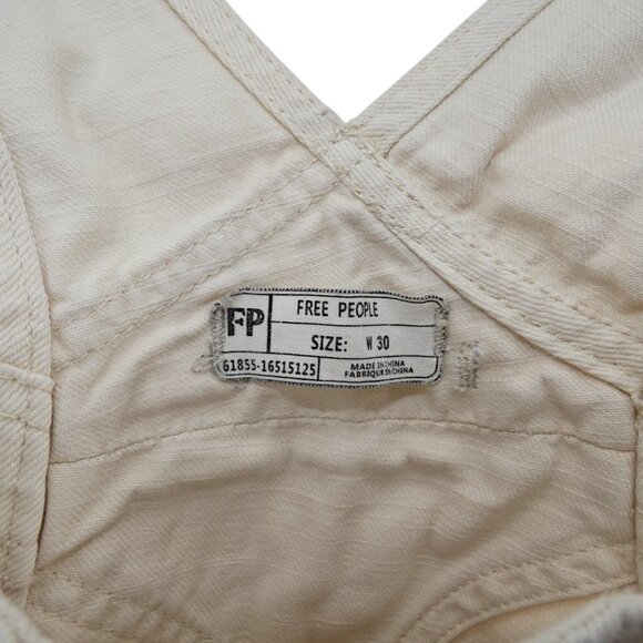 Free People Cream Pinafore Mini Dress Size W30 Cottagecore Layering Bib Overalls - Picture 11 of 13